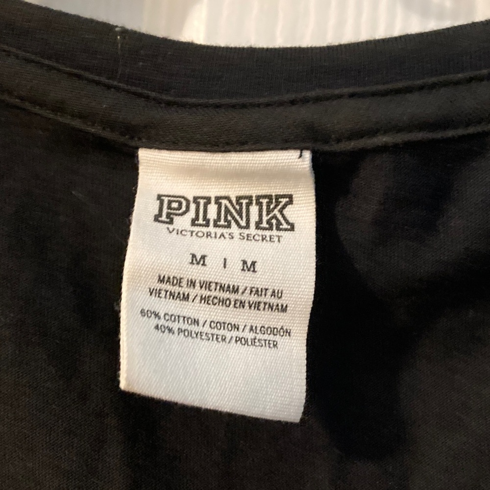 PINK Victoria's Secret Black Tee with Pink Sequins - Picture 3 of 5